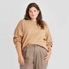 Women's Plus Size Slouchy Crewneck Pullover Sweater - A New Day Brown