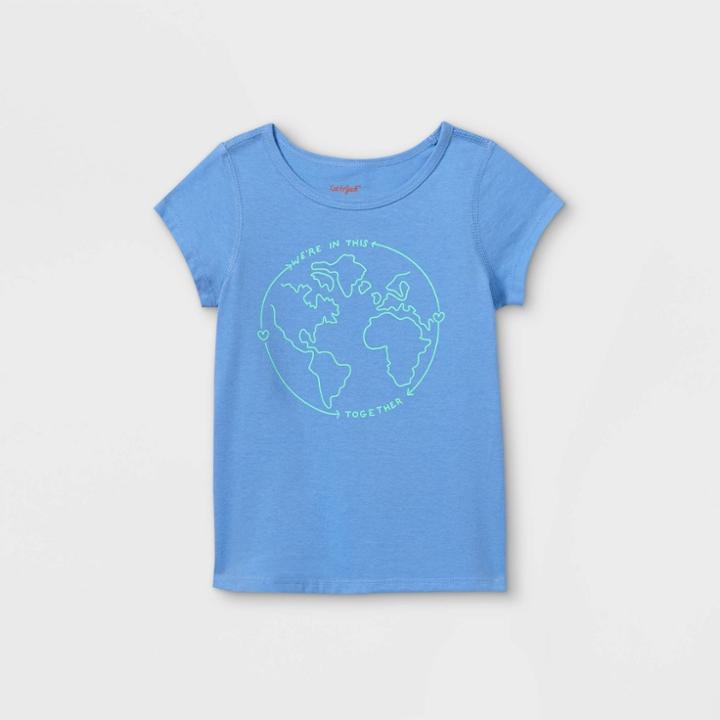 Toddler Girls' Adaptive Earth Graphic T-shirt - Cat & Jack Blue