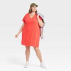 Women's Plus Size Short Sleeve T-shirt Dress - Universal Thread Red