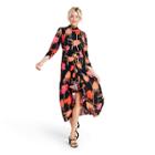 Floral Open Back Cascade Ruffle Dress - Rixo For Target Black/pink
