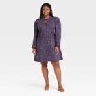 Women's Plus Size Puff Long Sleeve Structured Denim Dress - Universal Thread Navy Floral