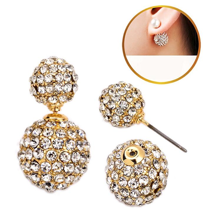 Zirconmania Women's Zirconite Crystal Pave Peekaboo Earring - Gold