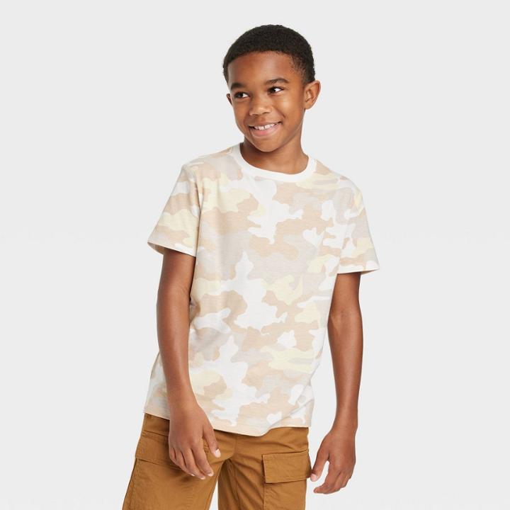 Boys' Short Sleeve Camo T-shirt - Cat & Jack Cream