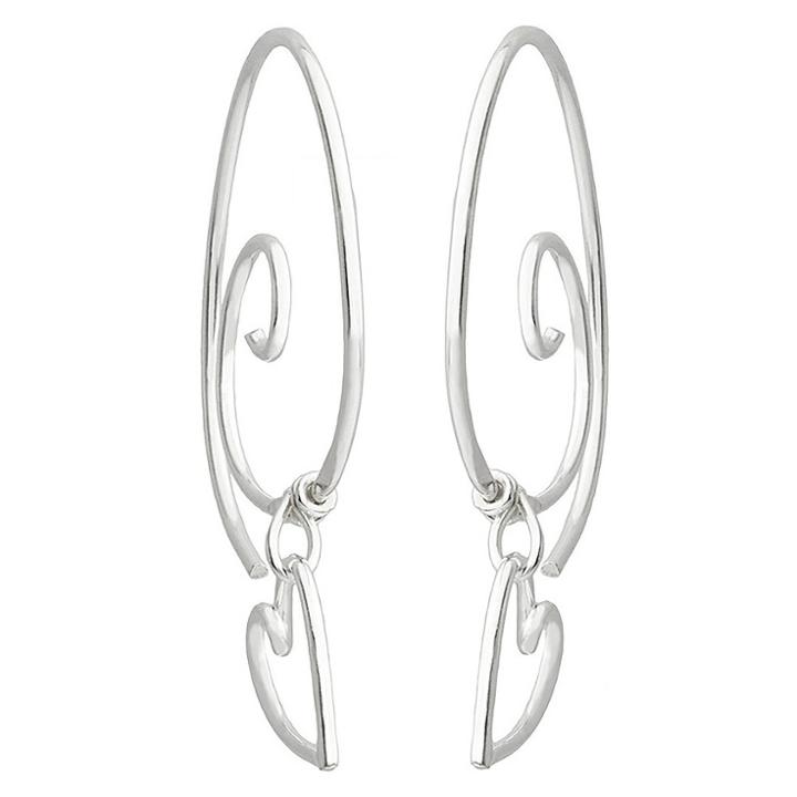 Women's Journee Collection Swirl Bead Hoop Earrings In Sterling