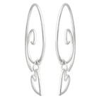 Women's Journee Collection Swirl Bead Hoop Earrings In Sterling