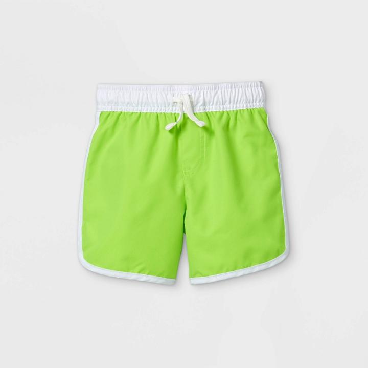 Toddler Boys' Dolphin Hem Swim Trunks - Cat & Jack Lime
