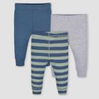 Gerber Baby 3pk Bear Pants - Gray/forest Green/navy Blue Newborn