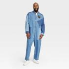 Houston White Adult Plus Size Long Sleeve Flight Jumpsuit - Blue Denim Patchwork