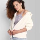 Women's Fuzzy Open Hooded Cardigan - Wild Fable Almond