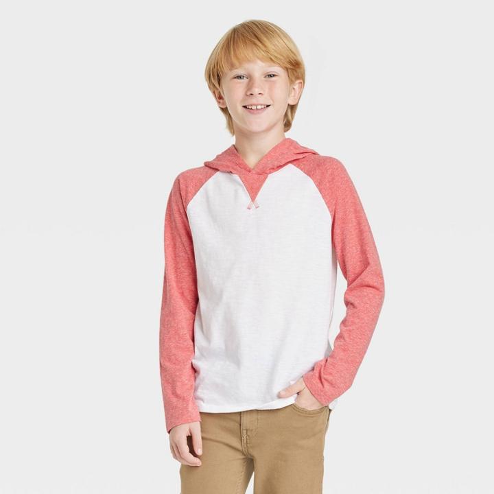 Boys' Solid Hooded Baseball Shirt - Cat & Jack Red
