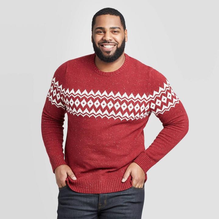 Men's Big & Tall Fairisle Holiday Sweater - Goodfellow & Co Red