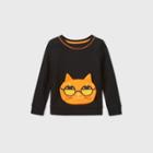Toddler Girls' Cat Face Fleece Pullover - Cat & Jack Black