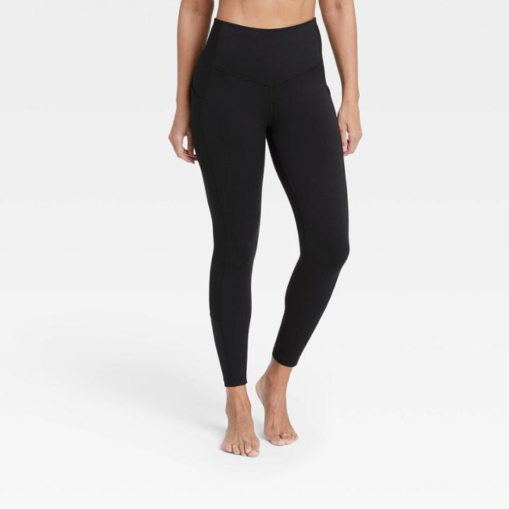 Women's Contour Flex High-waisted Ribbed 7/8 Leggings 24.7 - All In Motion Black
