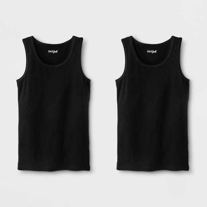 Girls' 2pk Tank Top - Cat & Jack Black L, Girl's,