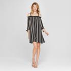Women's Striped Tie Sleeve Dress - Lux Ii - Black/white Xl, Black White