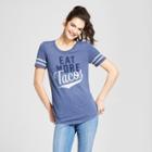Women's Short Sleeve Eat More Tacos Drapey Graphic T-shirt - Awake Navy