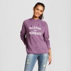 Women's Allergic To Mornings Hooded Pullover Distressed Graphic Sweatshirt - Grayson Threads (juniors') Purple