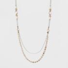 Multi Chains And Beads Long Necklace - A New Day Silver/rose Gold