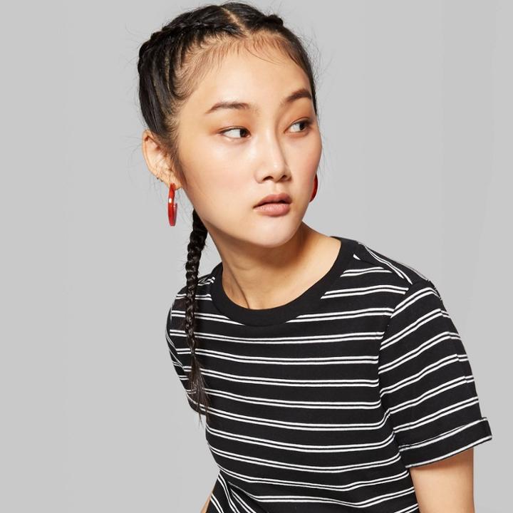 Petitewomen's Striped Short Sleeve Crewneck Relaxed Fit T-shirt - Wild Fable Black/white