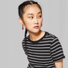 Petitewomen's Striped Short Sleeve Crewneck Relaxed Fit T-shirt - Wild Fable Black/white