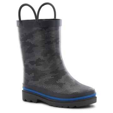 Washington Shoe Company Toddler Boys' Harland Faux Fur Line Pixel Camo Rain Boots - Gray 13/1,