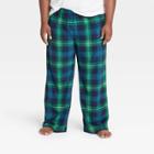 Men's Big & Tall Holiday Tartan Plaid Fleece Matching Family Pajama Pants - Wondershop Blue