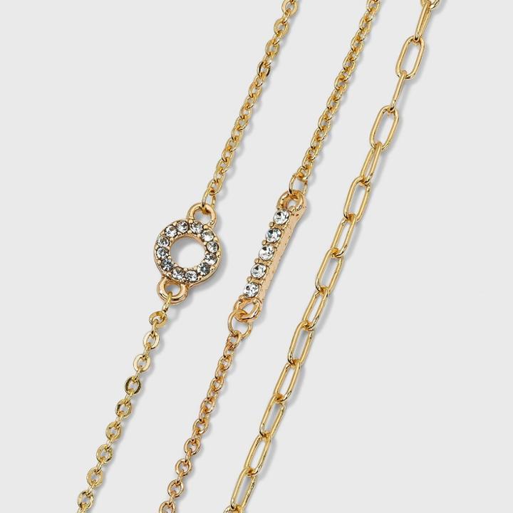 Crystal And Chain Anklet Trio Set - A New Day Gold