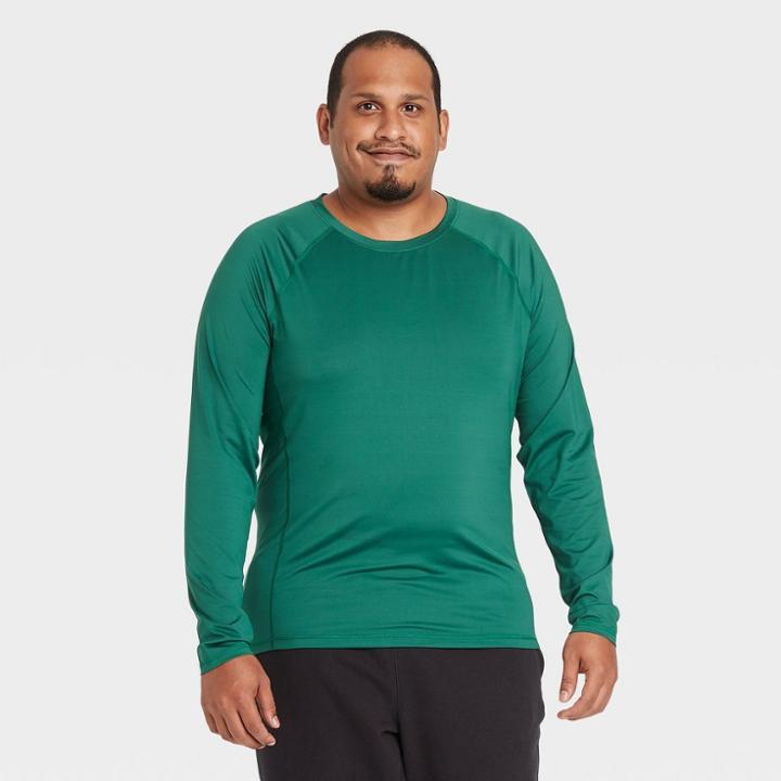 Men's Long Sleeve Fitted T-shirt - All In Motion Green