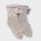 Muk Luks Women's 2pk Classic Cabin Socks - Tan/gray