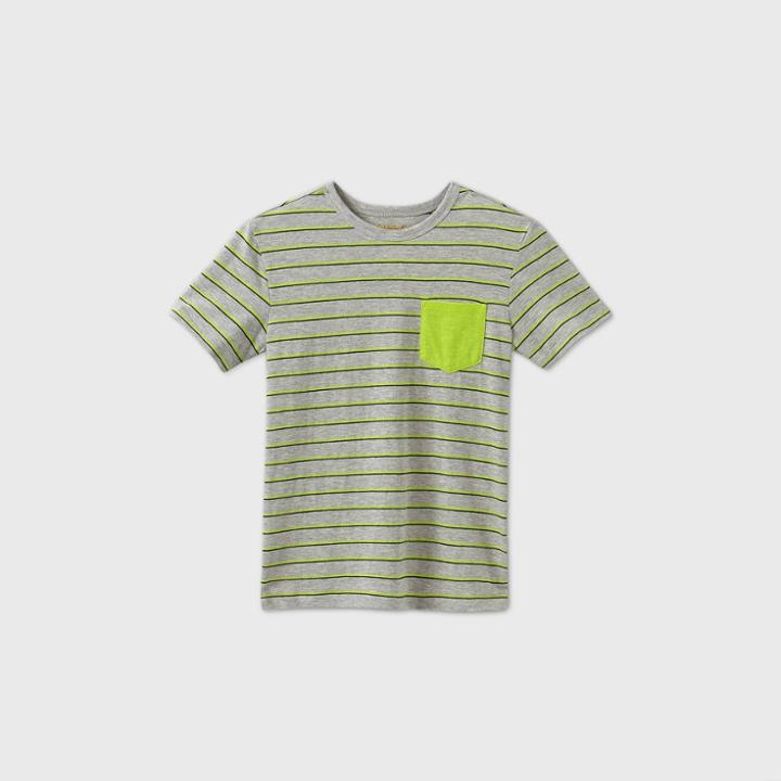 Boys' Striped Short Sleeve T-shirt - Cat & Jack Green/black Xs, Black/green