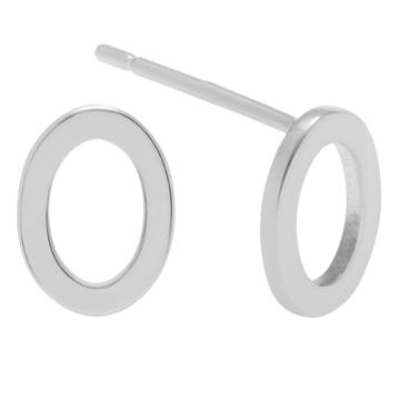 Women's Journee Collection Initial Stud Earrings In Sterling Silver - Silver, O, Silver