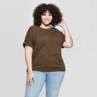 Target Women's Plus Size Short Sleeve Crewneck Pullover Sweater - Universal Thread Olive (green)