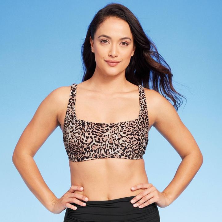 Women's Leopard Print Square Neck Bikini Top - Kona Sol Multi