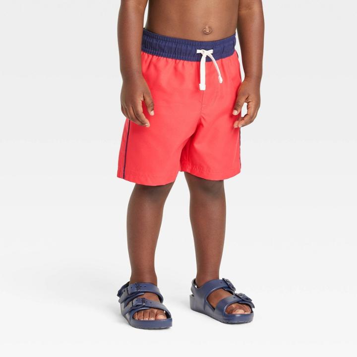 Toddler Boys' Swim Shorts - Cat & Jack Red