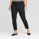 Women's Plus Size Skinny Jeans With Knee Slits - Ava & Viv Black