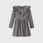Toddler Girls' Ruffle Ribbed Long Sleeve Dress - Art Class Gray