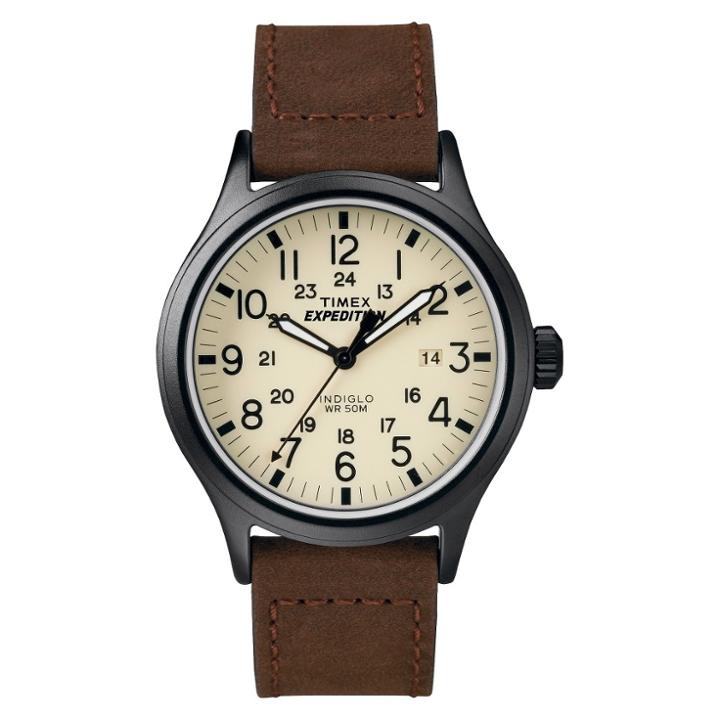 Men's Timex Expedition Scout Watch With Leather Strap - Black/brown T49963jt