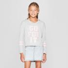 Girls' Long Sleeve Cold Clavicle Graphic T-shirt -art Class Heather Gray