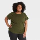 Women's Plus Size Essential Crewneck Short Sleeve T-shirt - All In Motion Green Olive