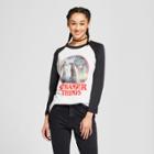 Women's Stranger Things Night Ride Raglan 3/4 Sleeve T-shirt (juniors') - White/black