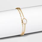 Double Layered And Mother Of Pearl Charm Slider Chain Bracelet - A New Day White