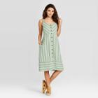 Women's Striped Sleeveless Button-front Sun Dress - Universal Thread Green S, Women's,