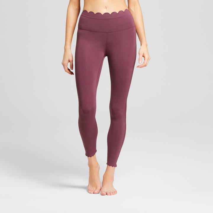 Women's Premium Lightweight High-waisted Scalloped Leggings - Joylab Red Wine