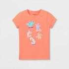 Girls' 'gymnastics Cats' Short Sleeve Graphic T-shirt - Cat & Jack Neon Peach