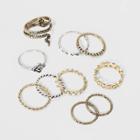 Snake, Curb Chain Band And Textured Ring Set 10pc - Wild Fable, Women's,