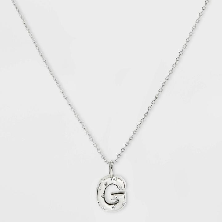 Silver Plated Cubic Zirconia 'g' Pendant Necklace - A New Day