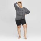 Women's Plus Size Oversized Lounge Sweatshirt - Colsie Charcoal