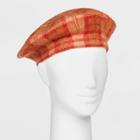 Women's Plaid Felt Beret Hat - A New Day Brown