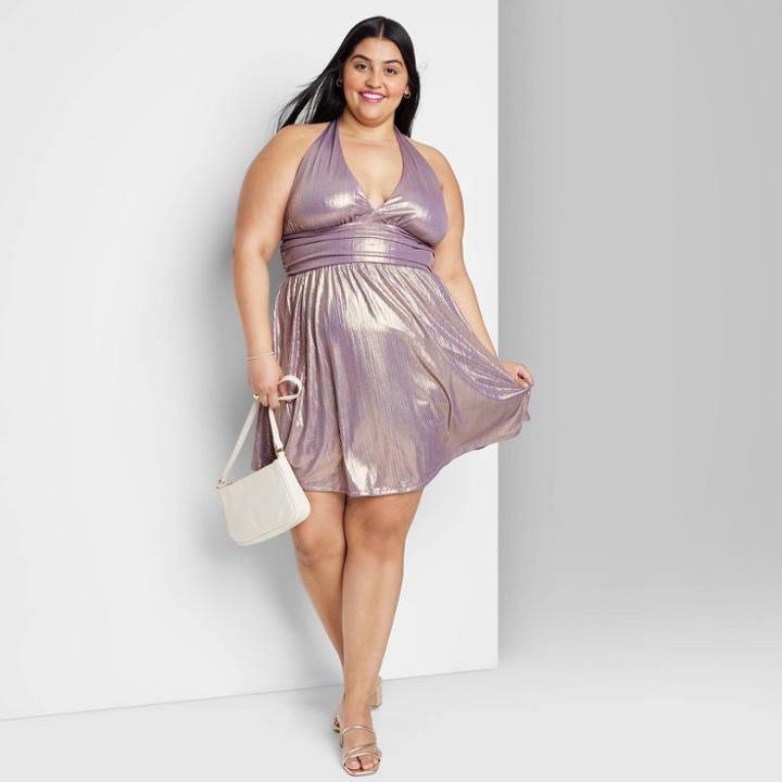 Women's Plus Size Sleeveless Skater Dress - Wild Fable Blush Metallic