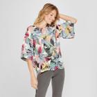 Women's Floral Print Short Sleeve Woven T-shirt - Spenser Jeremy - White